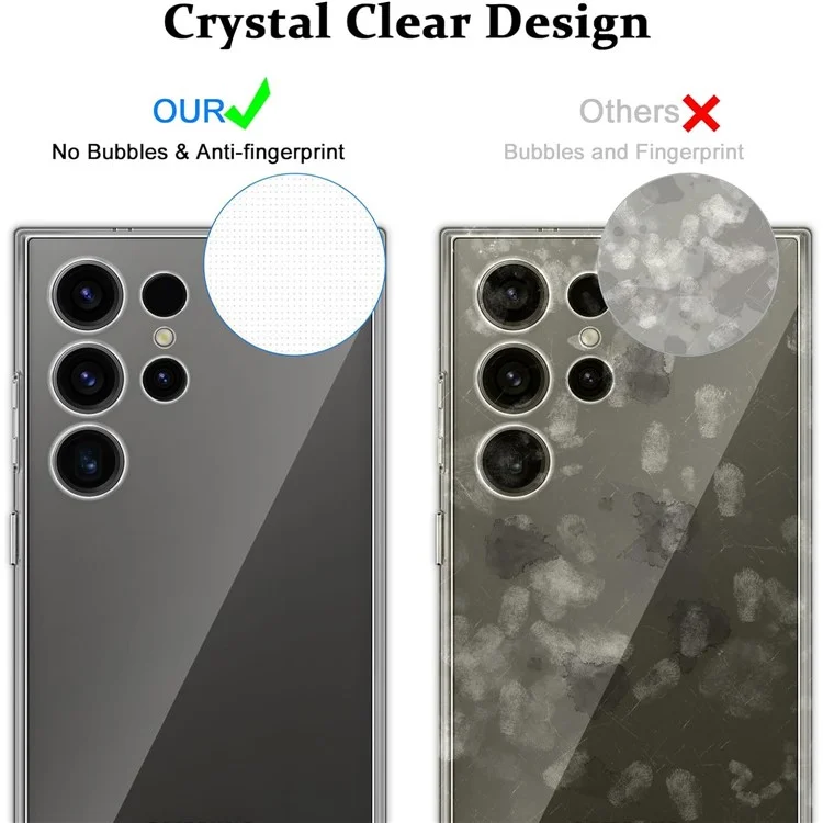 For Samsung Galaxy S24 Ultra Case Soft TPU Phone Cover with Full Glue Tempered Glass Film (Fingerprint Unlocking)