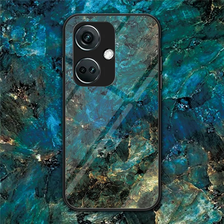 Para OnePlus Nord CE3 5G Marble Pattern Case Protetor de Tela de Vidro Temperado - Marble Esmeralda