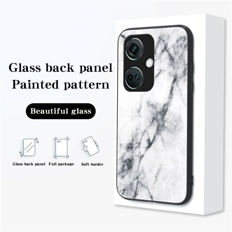 Para OnePlus Nord CE3 5G Marble Pattern Case Protetor de Tela de Vidro Temperado - Marble Esmeralda