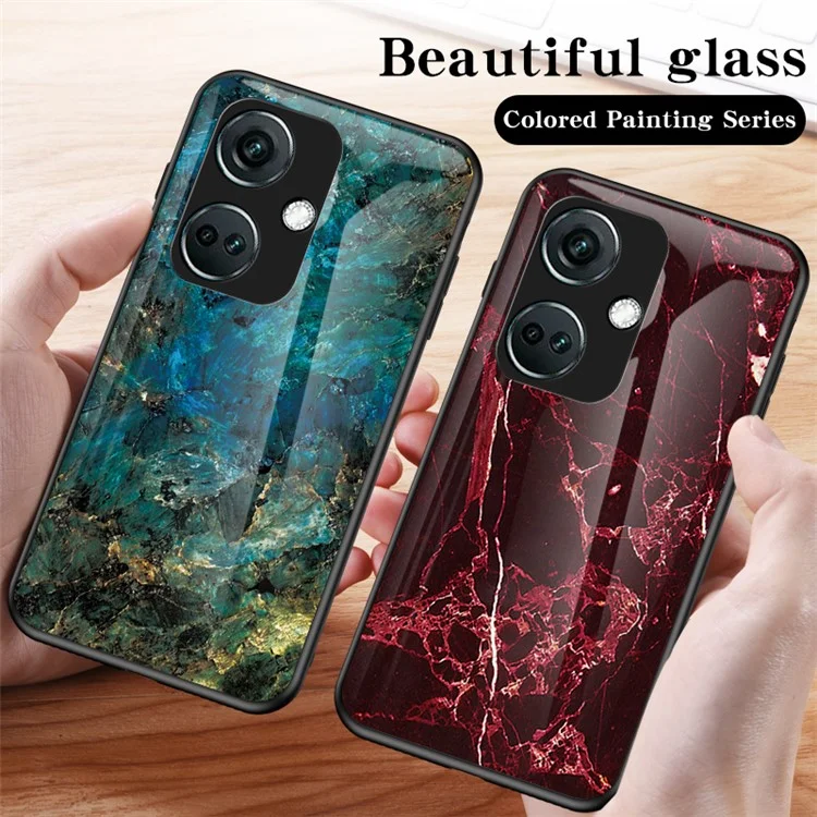 Para OnePlus Nord CE3 5G Marble Pattern Case Protetor de Tela de Vidro Temperado - Marble Esmeralda