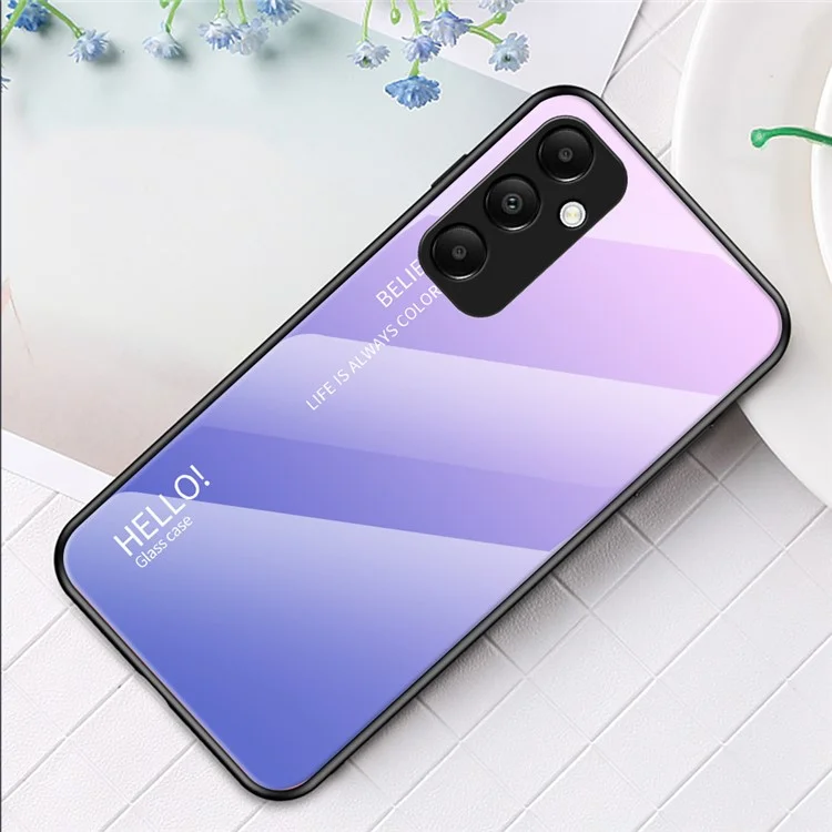 Для Samsung Galaxy A35 5G Чехол из закаленного стекла PC+TPU - Градиент розово-фиолетовый