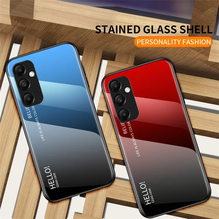 Для Samsung Galaxy A35 5G Чехол из закаленного стекла PC+TPU - Градиент розово-фиолетовый