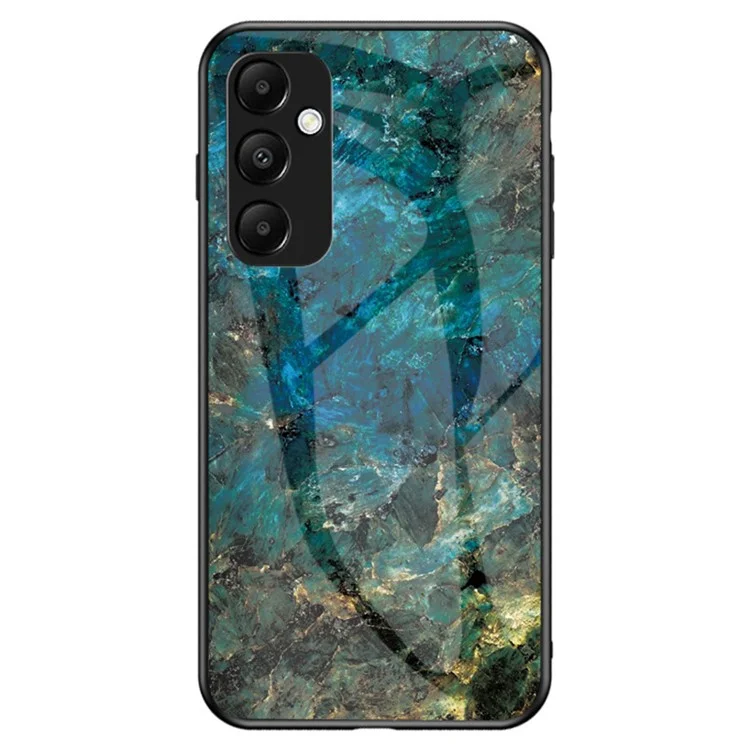 Per Samsung Galaxy A35 5G Case Marble Pattern Tempered Glass+PC+TPU Cover - Emerald Marble