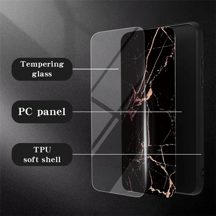 Per Samsung Galaxy A35 5G Case Marble Pattern Tempered Glass+PC+TPU Cover - Emerald Marble