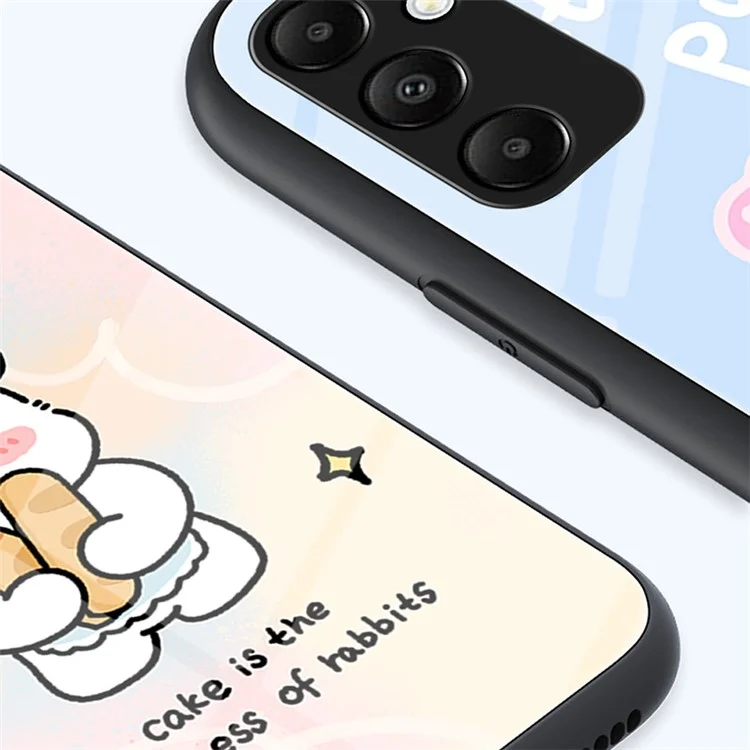 Für Samsung Galaxy A55 5G Gehärtetes Glas + PC + TPU-Hülle mit Cartoon-Muster - Engelkatze