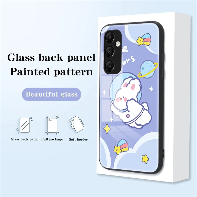 Für Samsung Galaxy A55 5G Gehärtetes Glas + PC + TPU-Hülle mit Cartoon-Muster - Engelkatze