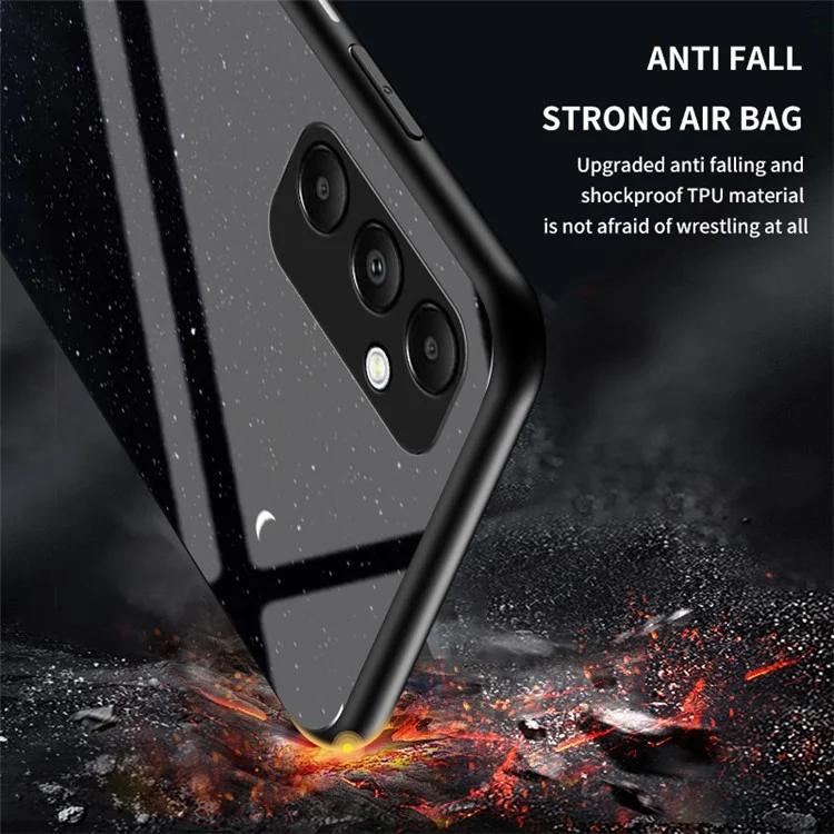 For Samsung Galaxy A55 5G Phone Case Tempered Glass+PC+TPU Cover - Bright Starry Sky
