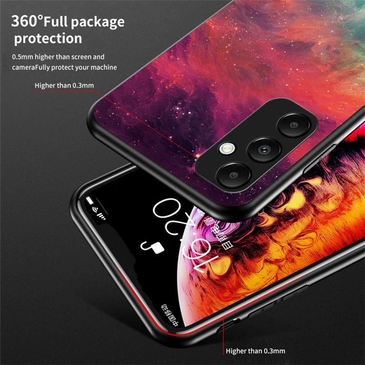 For Samsung Galaxy A55 5G Phone Case Tempered Glass+PC+TPU Cover - Bright Starry Sky