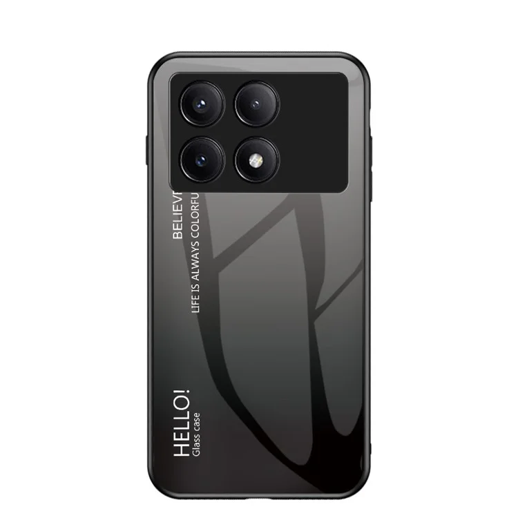 For Xiaomi Redmi K70E 5G / Poco X6 Pro 5G Tempered Glass Case Gradient Color Phone Cover - Gradient Black Grey