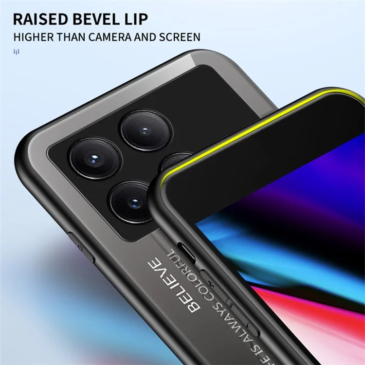 For Xiaomi Redmi K70E 5G / Poco X6 Pro 5G Tempered Glass Case Gradient Color Phone Cover - Gradient Black Grey
