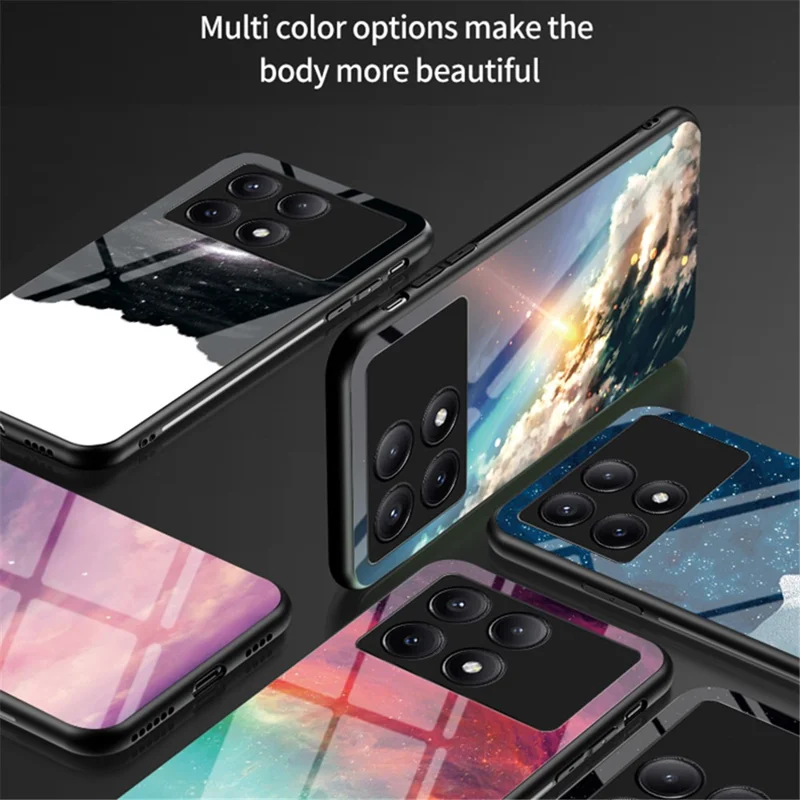 For Xiaomi Redmi K70E 5G / Poco X6 Pro 5G Tempered Glass Phone Case Starry Sky Pattern - Cosmic Starry Sky