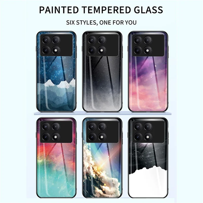 For Xiaomi Redmi K70E 5G / Poco X6 Pro 5G Tempered Glass Phone Case Starry Sky Pattern - Cosmic Starry Sky