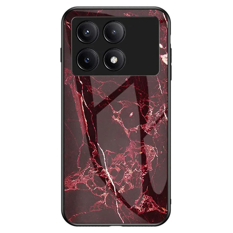 Pour Xiaomi Redmi K70E 5G / Poco X6 Pro 5G Étui Motif Marbre Verre Trempé+PC+TPU - Marbre Rouge Sang