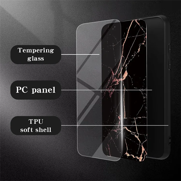 Pour Xiaomi Redmi K70E 5G / Poco X6 Pro 5G Étui Motif Marbre Verre Trempé+PC+TPU - Marbre Rouge Sang