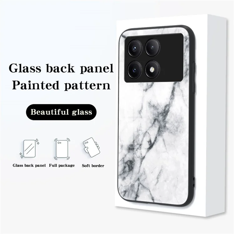 Pour Xiaomi Redmi K70E 5G / Poco X6 Pro 5G Étui Motif Marbre Verre Trempé+PC+TPU - Marbre Rouge Sang