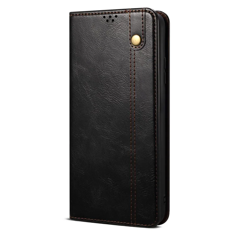 For Honor Magic6 5G Case PU Leather Wallet Phone Cover Waxy Crazy Horse Texture - Black