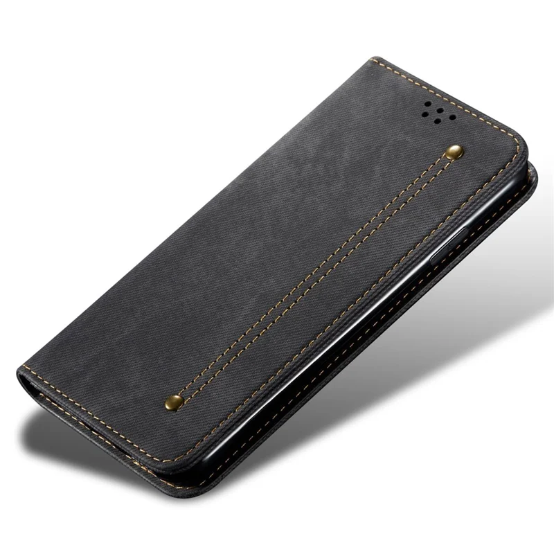 For Honor Magic6 5G Case Jeans Cloth Texture Flip Leather Phone Cover - Black