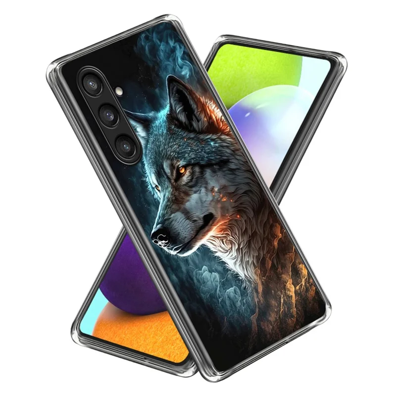 For Samsung Galaxy S24 TPU Case Anti-scratch Pattern Printed Phone Cover - Wild Wolf Portrait