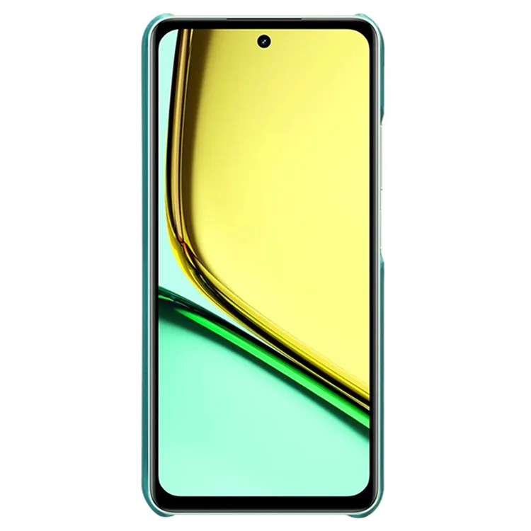 For Realme C67 4G Case Leather Coated PC Phone Back Cover with 2 Card Holders - Green