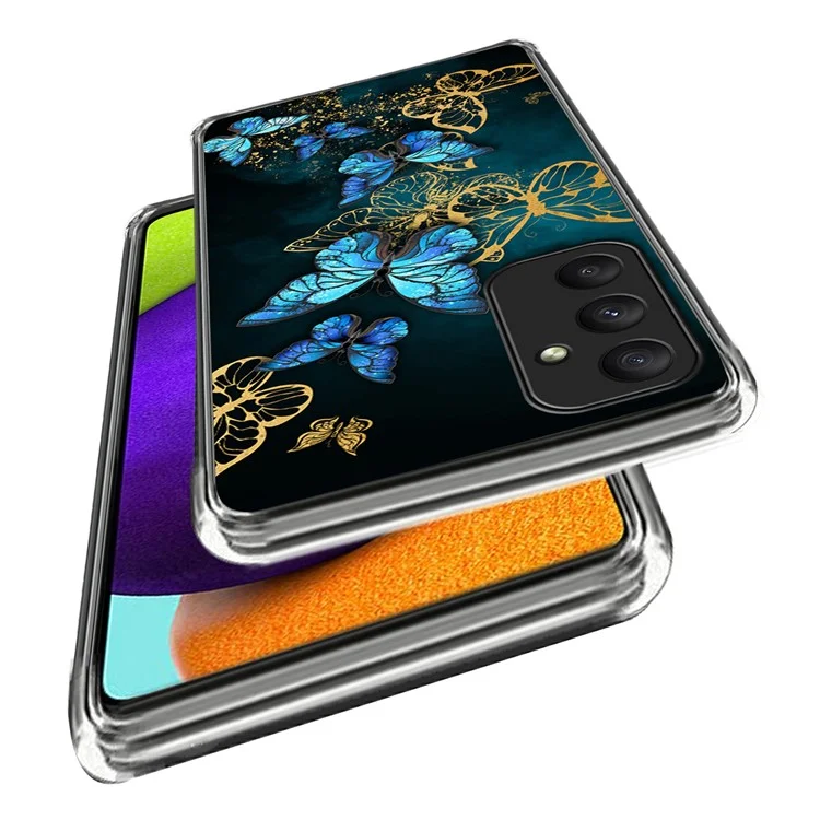 Per Samsung Galaxy A55 5G Case Pattern Printing Mobile Phone TPU Cover - Blue Butterfly Cluster