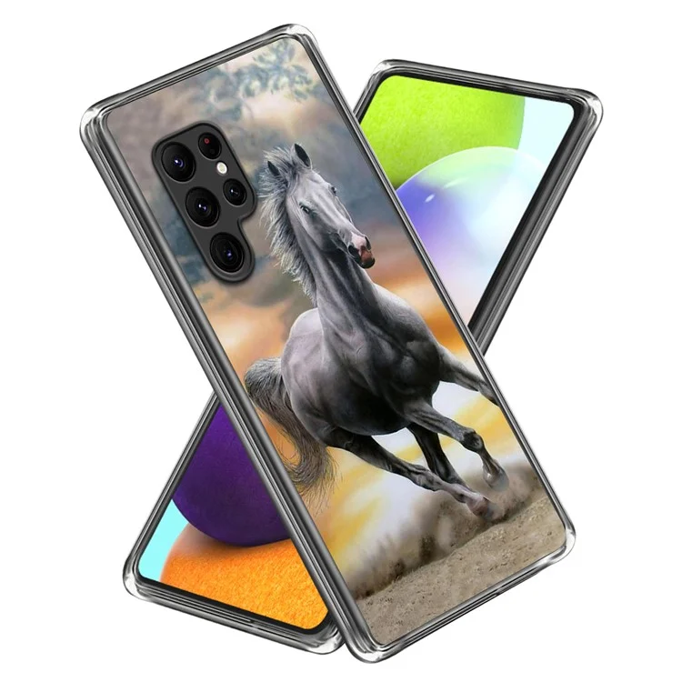 For Samsung Galaxy S24 Ultra Case Soft TPU Phone Back Cover Pattern Printing - Running Horse