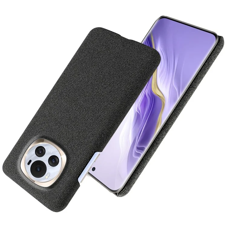 For Honor Magic6 5G Case Solid Color Hard PC+Cloth Anti-scratch Phone Cover - Black
