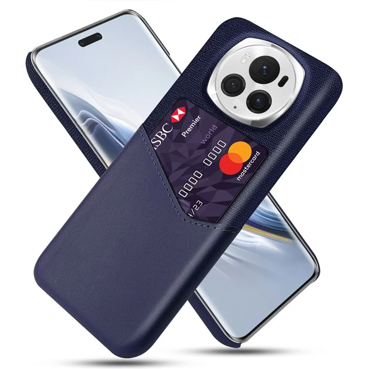 For Honor Magic6 Pro 5G Case Cloth Texture Phone Cover with Card Holder - Blau