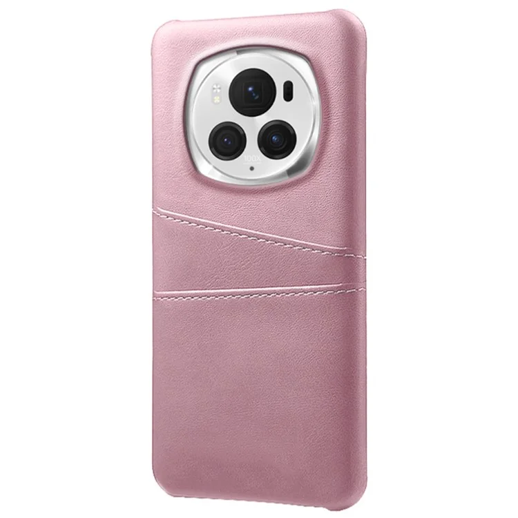 For Honor Magic6 Pro 5G Case Shockproof Leather Coated PC Phone Shell - Rose Gold