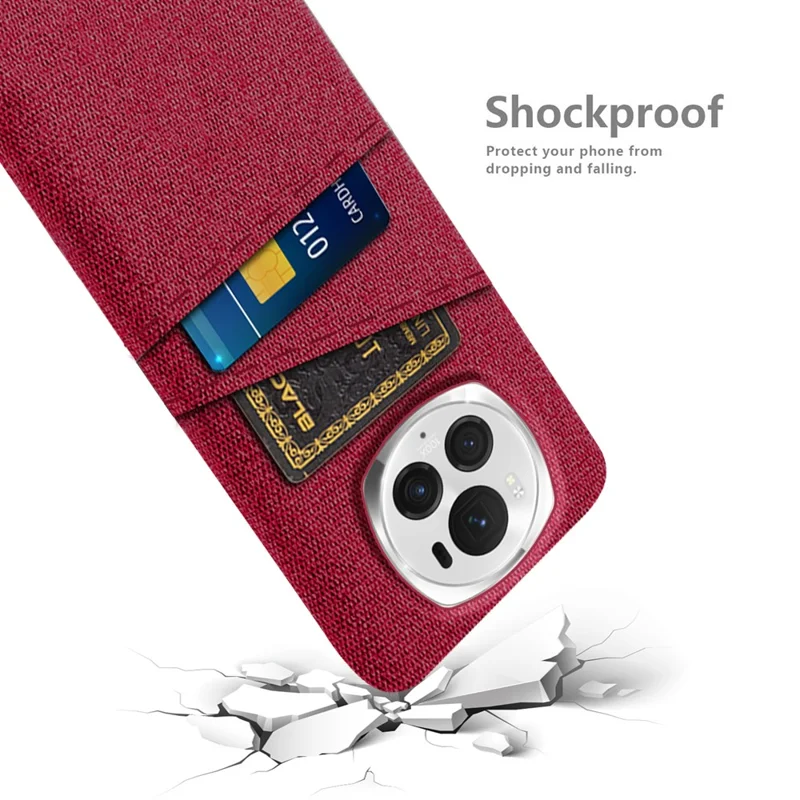 For Honor Magic6 Pro 5G Cloth Texture Phone Case Dual Card Holder PC Cover - Red