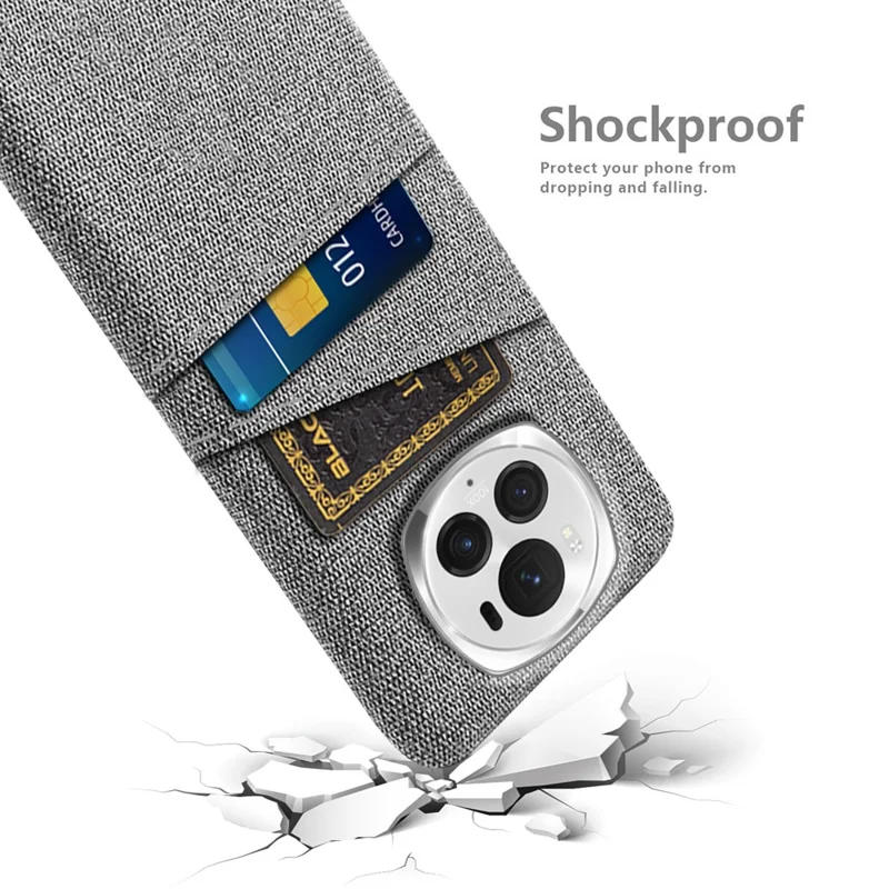 For Honor Magic6 Pro 5G Cloth Texture Phone Case Dual Card Holder PC Cover - Light Grey