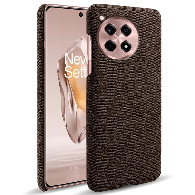 For OnePlus Ace 3 5G / 12R 5G Case Cloth Texture Hard PC+Cloth Anti-scratch Phone Cover - Brown