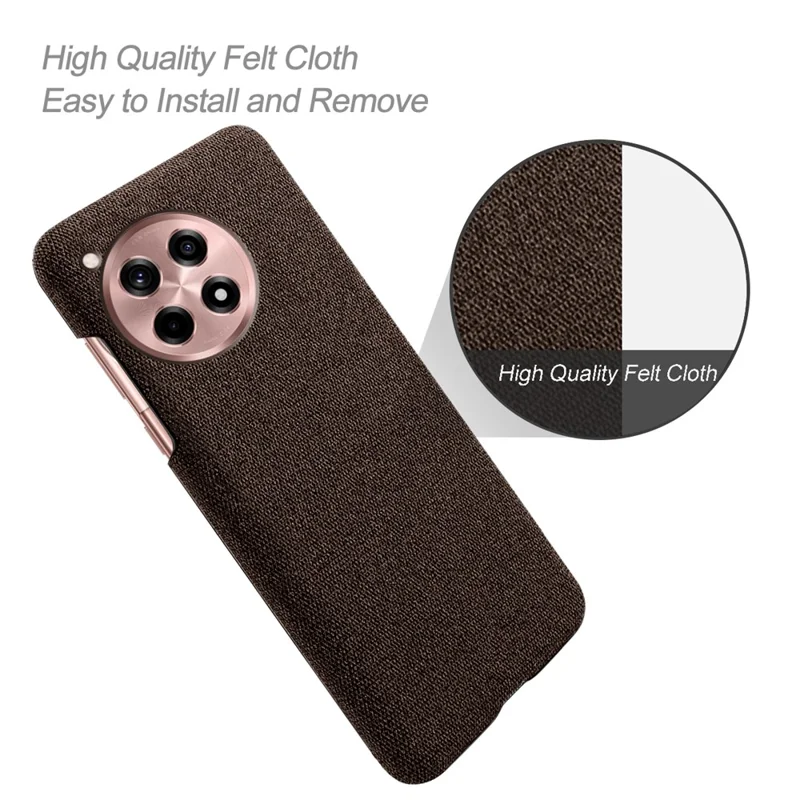 For OnePlus Ace 3 5G / 12R 5G Case Cloth Texture Hard PC+Cloth Anti-scratch Phone Cover - Brown