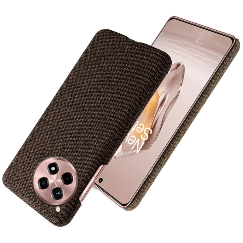 For OnePlus Ace 3 5G / 12R 5G Case Cloth Texture Hard PC+Cloth Anti-scratch Phone Cover - Brown