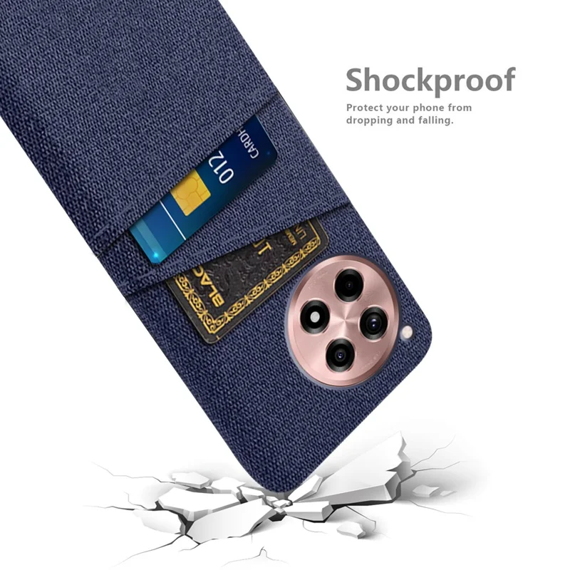 For OnePlus Ace 3 5G / 12R 5G Case Cloth Texture Dual Card Holder Hard PC Cover - Blue