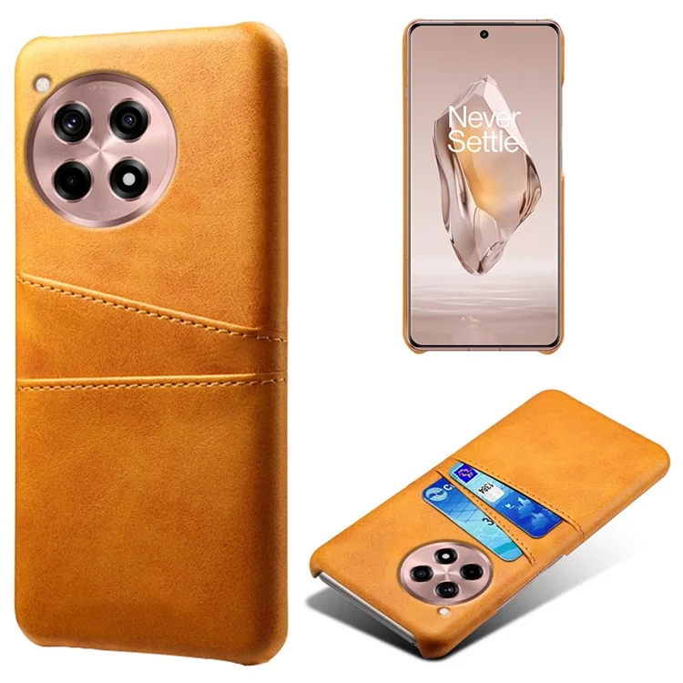 For OnePlus Ace 3 5G / 12R 5G Case Leather Coated PC Phone Cover with Card Holder - Orange