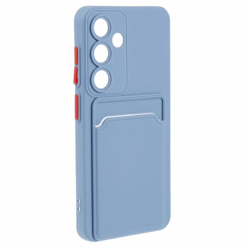 Voor Samsung Galaxy S25 / S24 Hoesje met Kaartslot Matte Vingerafdrukbestendige Achterkant - Grijs Blauw