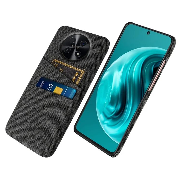 Funda para teléfono Huawei Enjoy 70 Pro, ranuras para dos tarjetas, textura de tela, cubierta de PC - Negro