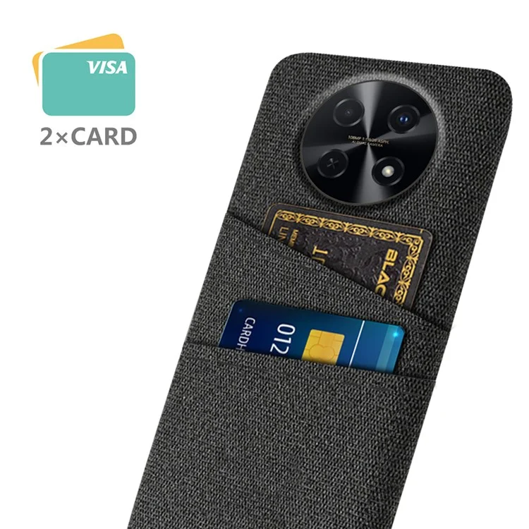Funda para teléfono Huawei Enjoy 70 Pro, ranuras para dos tarjetas, textura de tela, cubierta de PC - Negro