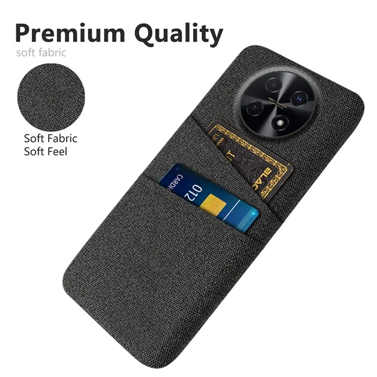 Funda para teléfono Huawei Enjoy 70 Pro, ranuras para dos tarjetas, textura de tela, cubierta de PC - Negro