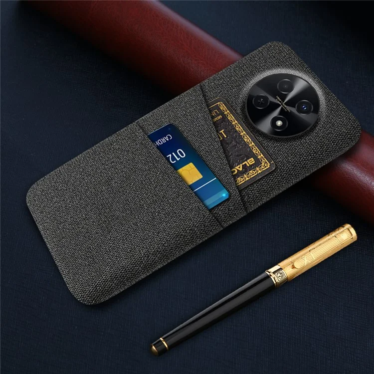 Funda para teléfono Huawei Enjoy 70 Pro, ranuras para dos tarjetas, textura de tela, cubierta de PC - Negro