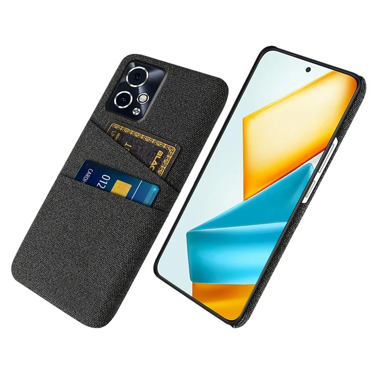 For Honor 90 GT 5G Case Cloth Texture PC Phone Cover with Dual Card Holder - Black