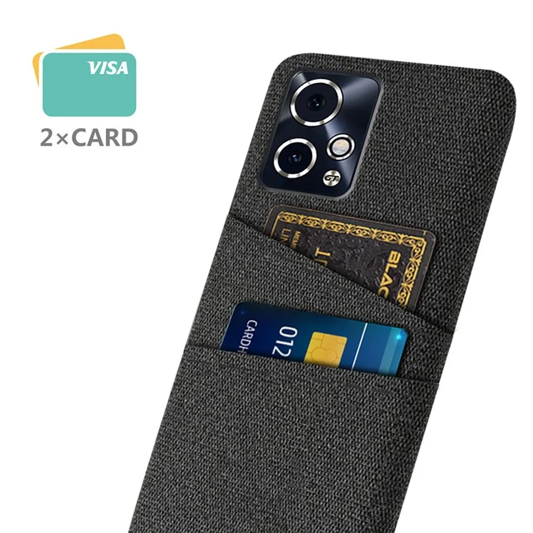 For Honor 90 GT 5G Case Cloth Texture PC Phone Cover with Dual Card Holder - Black