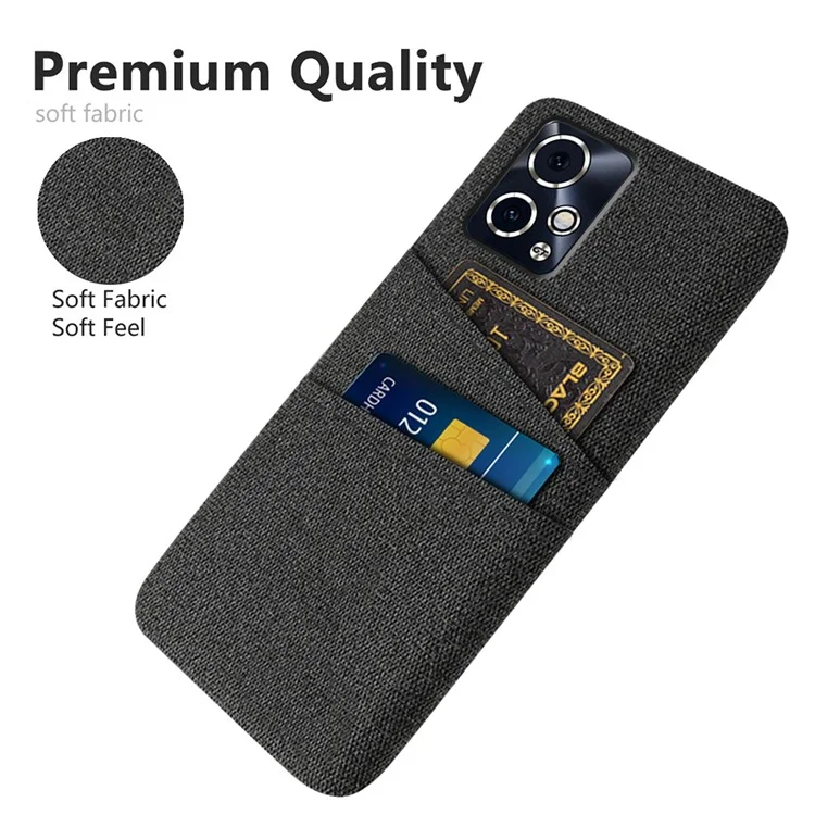 For Honor 90 GT 5G Case Cloth Texture PC Phone Cover with Dual Card Holder - Black