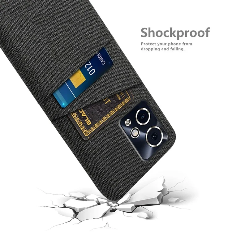 For Honor 90 GT 5G Case Cloth Texture PC Phone Cover with Dual Card Holder - Black