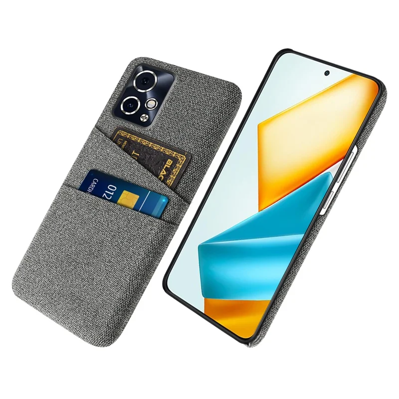 For Honor 90 GT 5G Case Cloth Texture PC Phone Cover with Dual Card Holder - Grey