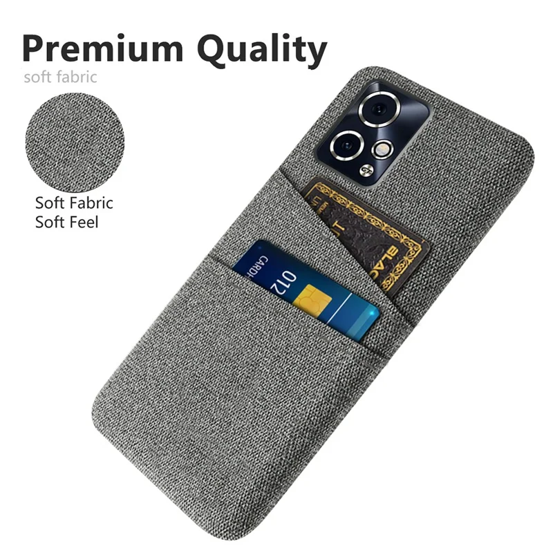 For Honor 90 GT 5G Case Cloth Texture PC Phone Cover with Dual Card Holder - Grey
