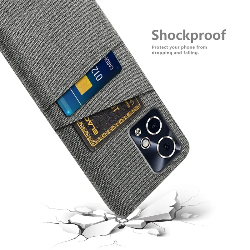 For Honor 90 GT 5G Case Cloth Texture PC Phone Cover with Dual Card Holder - Grey