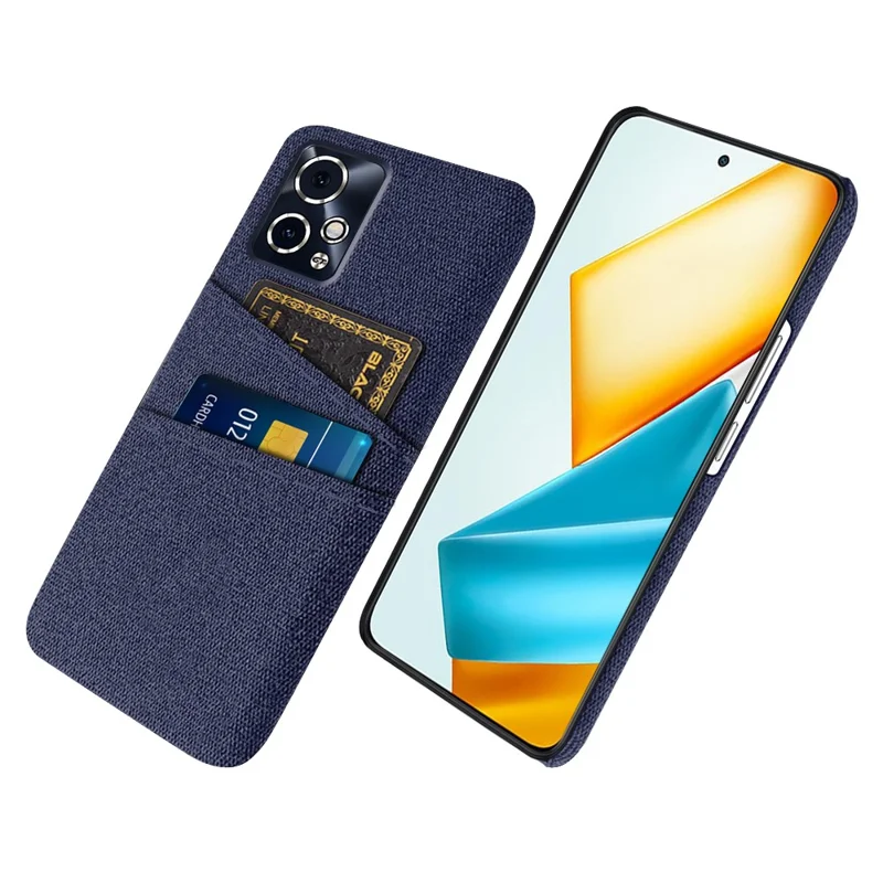 Futerał do Honor 90 GT 5G, pokrowiec na telefon z faktury i dwoma slotami na karty, tkaninowa faktura, PC - niebieski