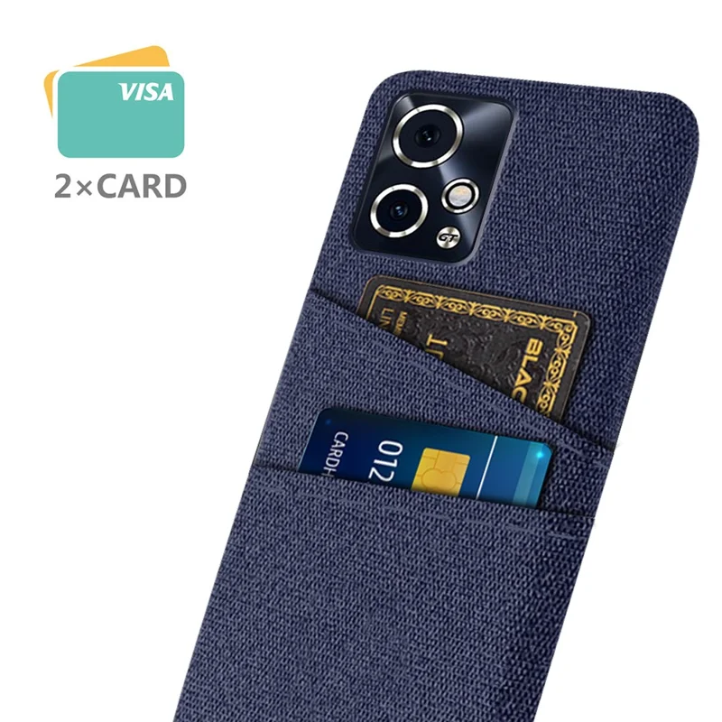 Futerał do Honor 90 GT 5G, pokrowiec na telefon z faktury i dwoma slotami na karty, tkaninowa faktura, PC - niebieski