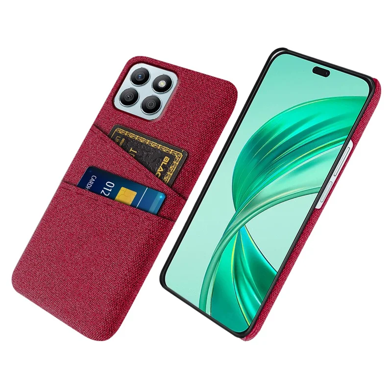 For Honor X8b 4G Phone Case Dual Card Slots Hard PC Back Cover - Red